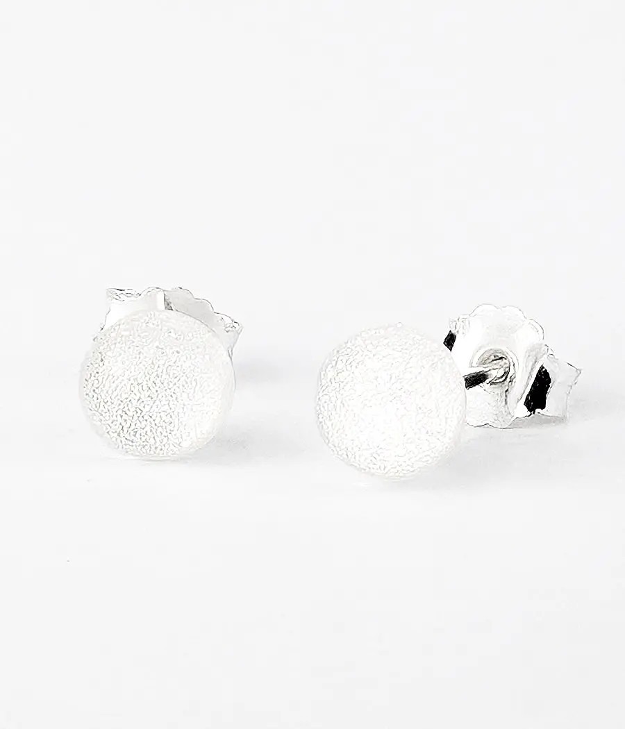 Boucles Puces d'oreilles artisanales en verre et argent 925 blanc