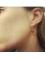 Boucles d'oreilles Rouge Rubis en verre et acier inoxydable rose