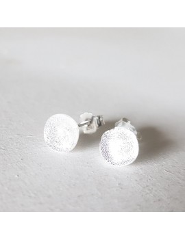 Puces d'oreilles blanc diamant artisanales en verre