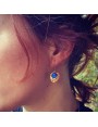 Boucles d'oreilles Bleu Roi en verre et acier inoxydable rose