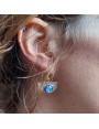 Boucles d'oreilles Demi Lune 'Bleu Nuage' en or