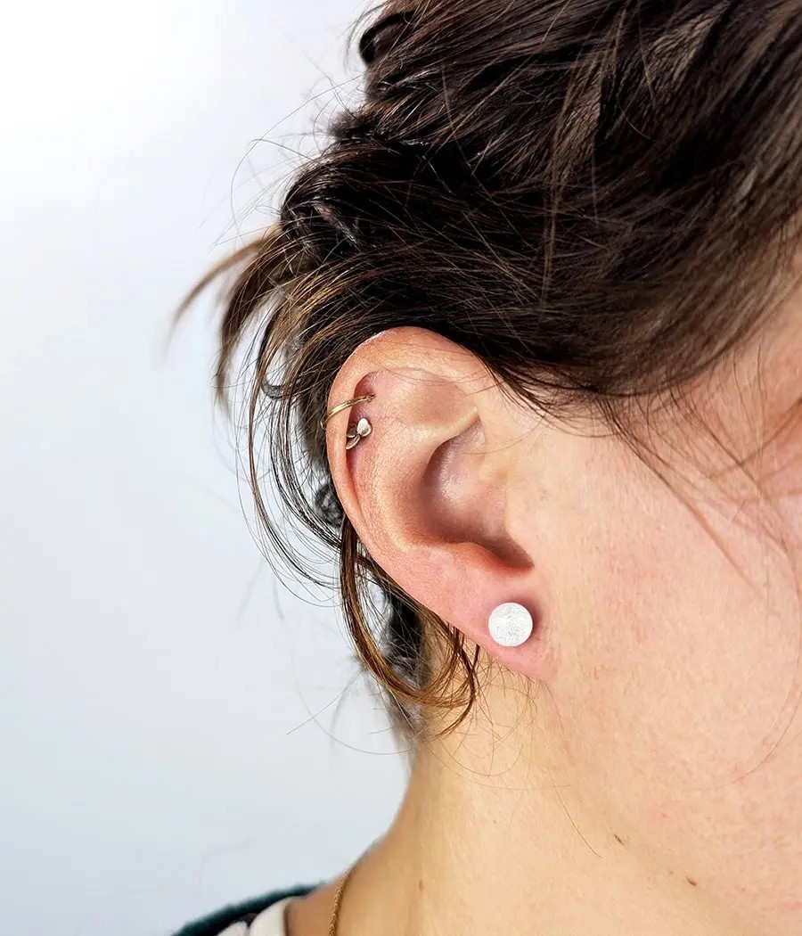 Boucles Puces d'oreilles en verre et argent 925 blanc